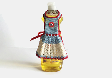 Blue and Cream Dish Soap Bottle Apron