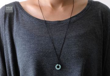 Concrete necklace - Minimalist jewelry | Mint green | Grey | Small pendant | Sliding necklace | Unique gift | Simple | String (Unisex)