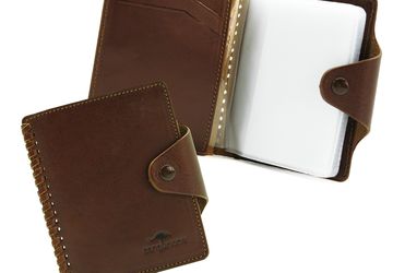 Leather cardholder with decorative plaiting Cangurione 3310-004 V/Tan
