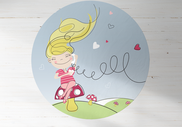 Mushroom girl, kids Room Decor ,Girls Room Prints, Girls Nursery Art, Gift for Girls, PVC Carpet print, kids Room Decor ,Girls Carpets