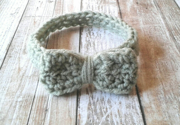 Baby Headband with Bow - Crocheted