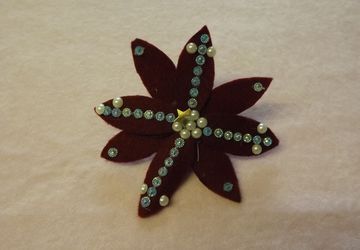 pretty beaded cut out flower felt brooch
