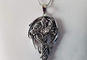 Silver Dragon Necklace/Dungeons and Dragons/Dragon Jewelry/Fairytale Dragon/Dragon Pendant/Fantasy Dragon Necklace
