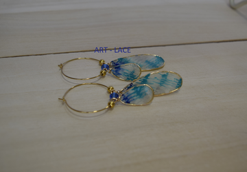 Oval Hoop Earrings for women long drop earrings wire resin hoop blue white Party earrings Gypsy Boho Graduation Gift for her