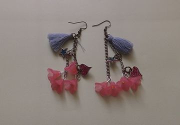 beautiful pink flower drop earrings