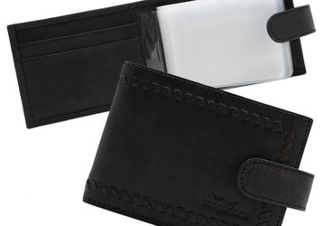 Leather handmade cardholder Cangurione 3312-001 DP/Black