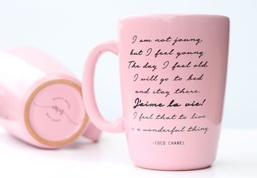 Pink Coco Chanel Quote Mug. 10 oz Ceramic Coffee Mug. inspirational Gift for Woman. Personalized Pottery Gift. Gift for Friend.