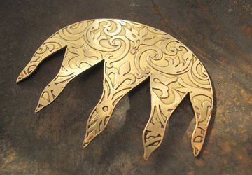 Brass antiquated hairpin with embrodiered design