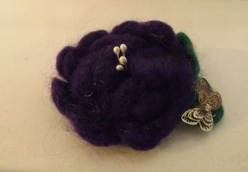 Beautiful Rose flower needle felting brooch