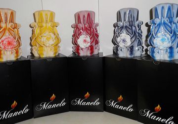 Set of 5 - Rose candle - Unique - Handmade gift candle - Hand Carved candles - 5 inch/ 12cm - red - violet - blue - yellow - orange