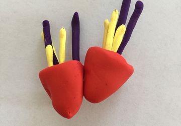 Minimalist Jellyfish red, yellow and purple clay brooch n.008