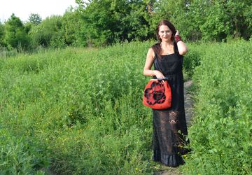 A milled woolen handbag