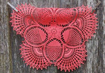 Crochet doily, linen lace, pink doily, pineapple lace