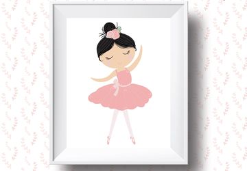 Pink ballerina, children wall art