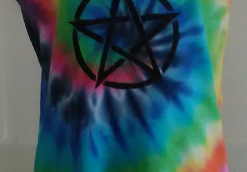 Rainbow Tie Dye Vest Top with Pentagram Stencil