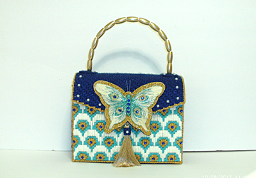 Royal Blue,Turquoise and Gold Butterfly Handbag