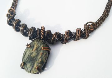 Granite stone necklace statement necklace copper wire necklace viking necklace Gothic necklace Fairy jewelry elegant jewelry unique handmade