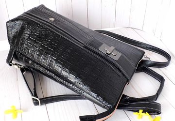 Womens Vegan Backpack, Faux Leather Backpack, Black Faux Leather Backpack, Bespoke Bag, Upcycled Backpack, Eco friendly Backpack