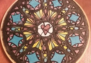 Stained Glass Inpired Silk Painting measuring 6 Inches