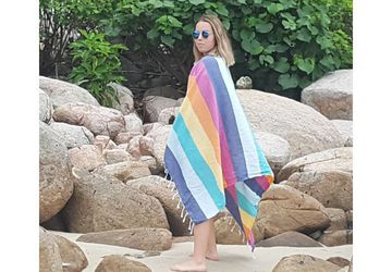 Purchase Rainbow Candy Stripe Turkish Towel Online | 100% Cotton Towel