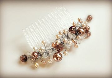 Pearl and Champagne Bead Haircomb