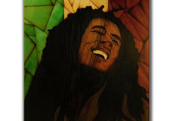 ORIGINAL Wooden Bob Marley reggae rasta singer art marquetry home decor gift woodworking jamaica colors by Andulino