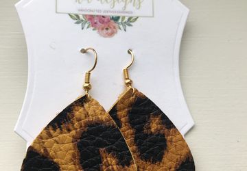 Cheetah print, genuine leather earrings