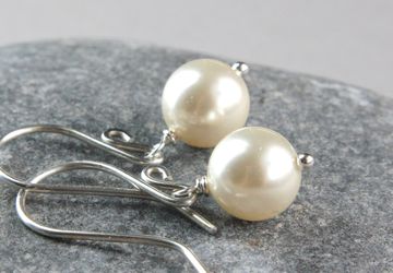Crystal Pearl Earrings Sterling Silver Classic Earrings