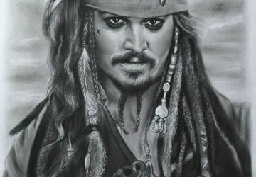 Pirate Original Drawing, Oil on Paper