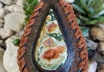 Handcrafted Leather Necklace with Unique Rainforest Jasper Cabochon