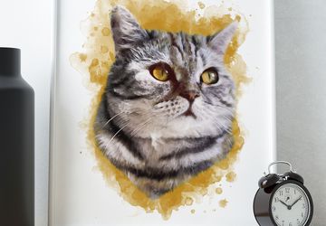 Digital painted pet portrait from photo