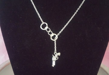 Handcuff and Pistol Necklace