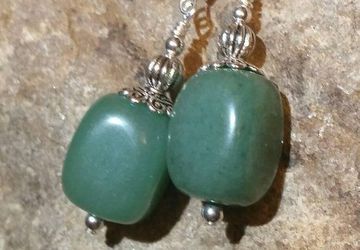 Green Adventurine Earrings, Sterling Silver Earrings, Handmade Dangle Earrings, Semi Precious Gemstones, Gift for Her, Natural Jewelry