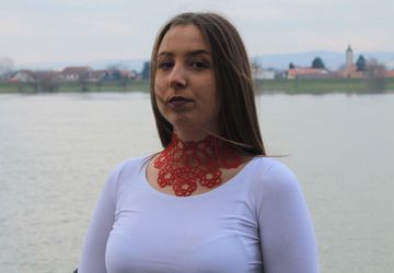 Red lace necklace, Vintage collar necklace Victorian necklace, Handmade statement jewelry