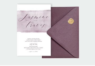 Purple Watercolor Wedding Invitation Suite, Template