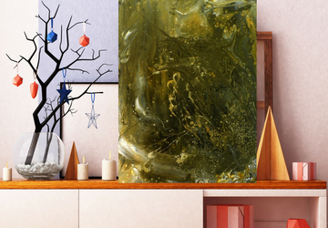 Large Abstract Acrylic Painting, Contemporary Wall Art, Acrylic Fluid Paintings, Black and Gold Painting