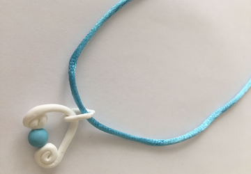 Minimalist Polymer Clay with blue beads in a blue Silk cord n. 007