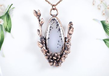 Dendritic Agate and Sapphire Nature Pendant