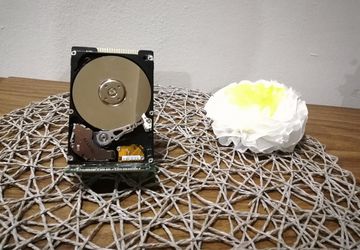 Phone stand made from a hard disk and a computer memory RAM