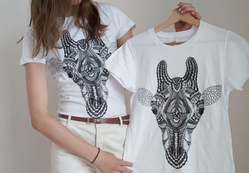 Womens TShirt - Regular Fit Tee - Giraffe TShirt - Womens Graphic Tees - Cool Womens Tops - Trendy Printed Tshirts - White Tee Shirts