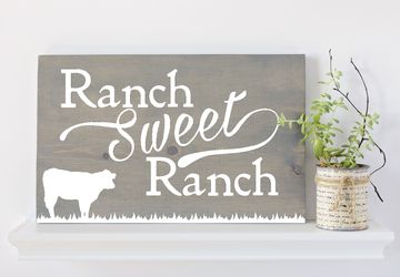Ranch Sweet Ranch, Ranch Sign, Cow Sign, Farmhouse Decor, Rustic Decor, Gifts under 50, Ranch Style, Cattle, Wooden Sign, Gifts for Rancher