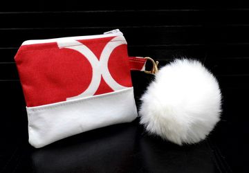 Key Fob Wallet, Small Minimalist Fabric Wallet, Red Small Pouch, Keychain Wallet Pouch, Keychain Card Holder, Earbud Case