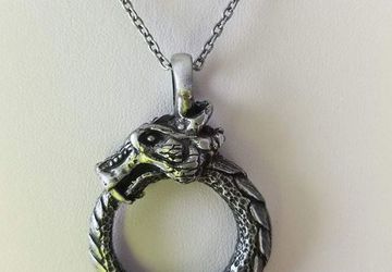 Silver Dragon Necklace/Dungeons and Dragons/Dragon Jewelry/Fairytale Dragon/Dragon Pendant/Fantasy Dragon Necklace/ Ouroboros Necklace