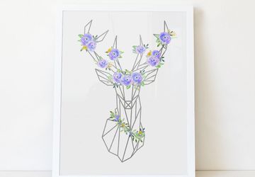 Geometric deer, deer head print