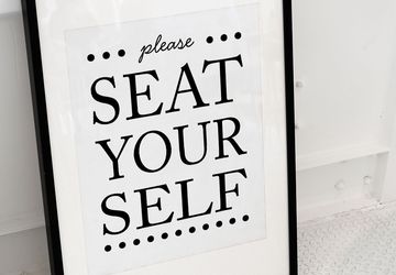Please seat yourself,  bathroom wall print.