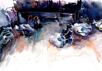 A watercolor painting "Guests"