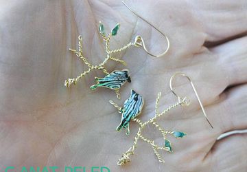 Tiny bird on branch earrings, Meaningful gift, Nature inspired jewelry.