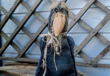 Primitive Crow - Primitive Fall Decor - Halloween Decor - Old Crow - Primitive Decor - Fall Decor - Handmade Doll - Primitive Doll - Crow -