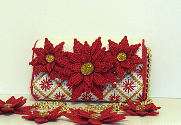 Red and White Poinsettia Clutch/Evening bag