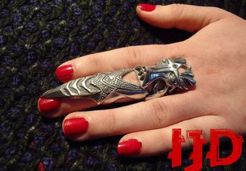 Silver Dragon Ring - Finger Claw Ring - Segmented Ring - Finger Armour Ring - Dragon - Targaryen Ring - Demon Finger - Game of Thrones